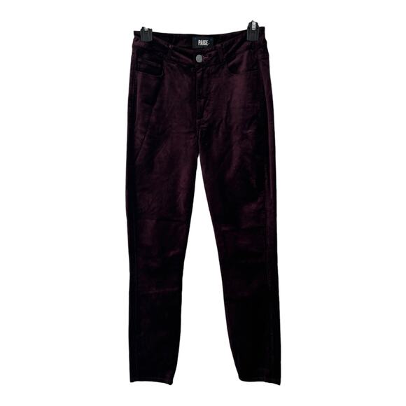 Paige Jeans Hoxton Ankle High-Waisted Skinny Velvet burgundy size 25 - Picture 1 of 6